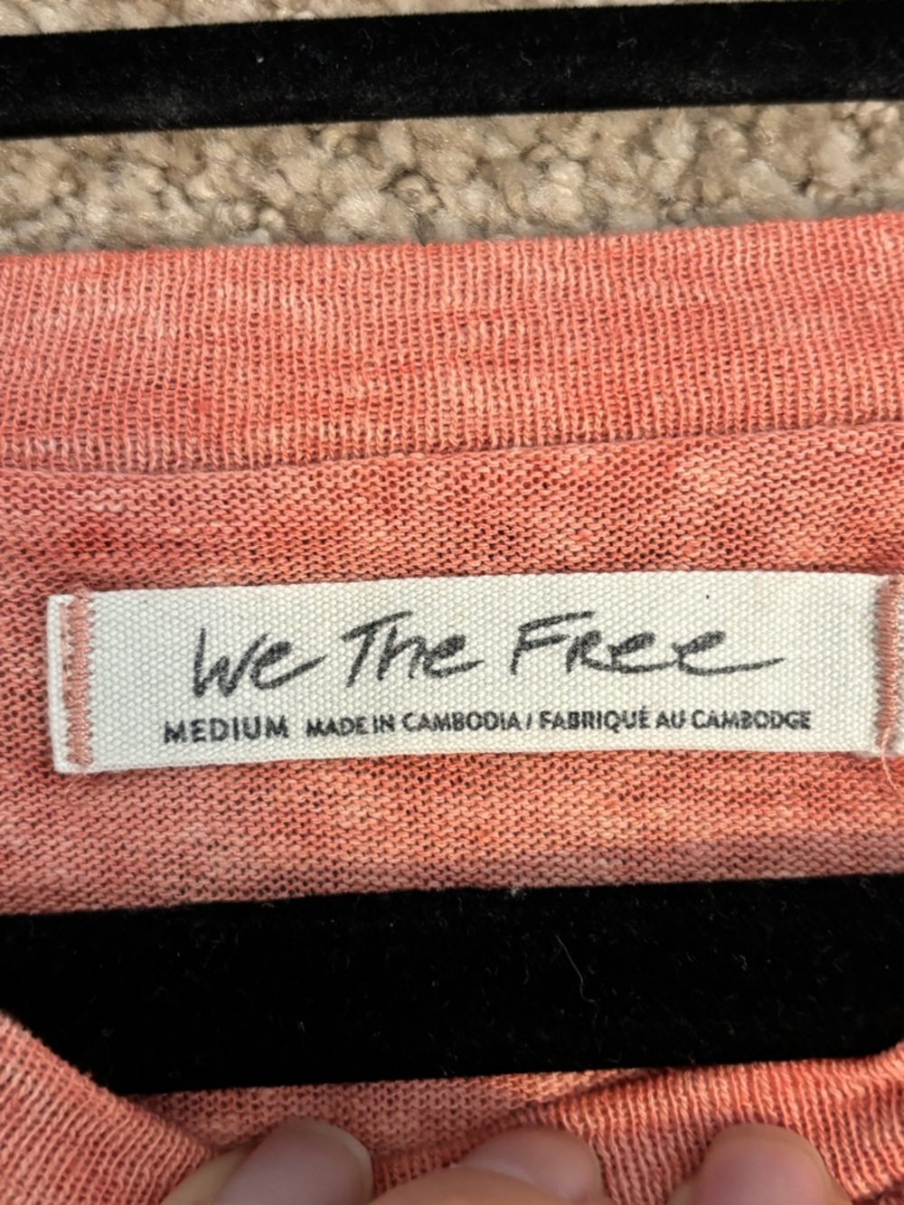 Free People We The Free Burnout Tee Coral M Distressed Boho - Picture 5 of 7